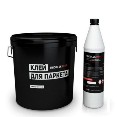 TRICOL 2K PU PT (8+1 кг) Двухкомпонентный универсальный полиуретановый клей с усиленным клеевым швом для всех видов паркета